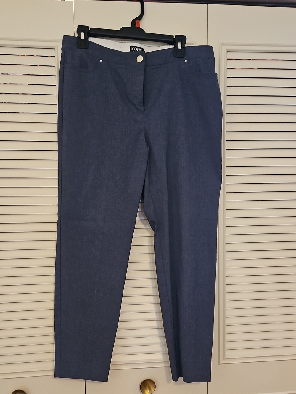 Soho Slate Blue Ankle-Length Straight Pants